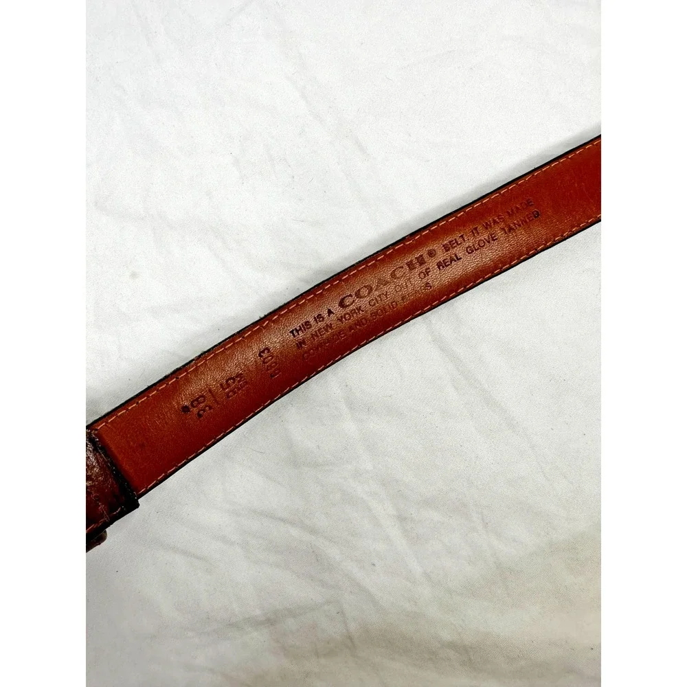 Coach Brown Cow Hide  Leather Belt Solid Brass Buckle Sz 38 New York